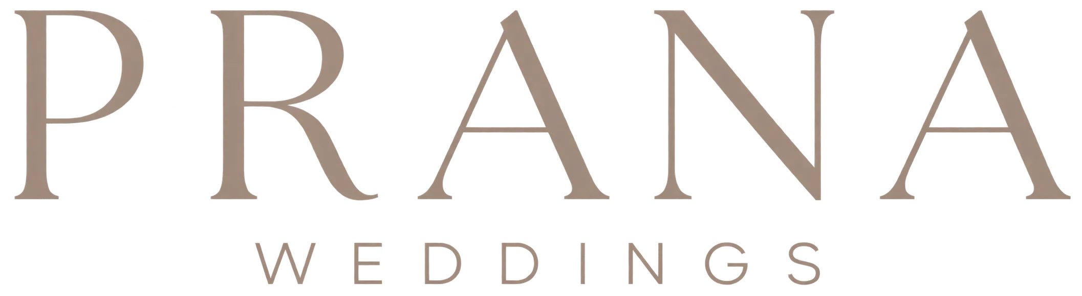 Prana Weddings minimalist serif typography logo in warm sand