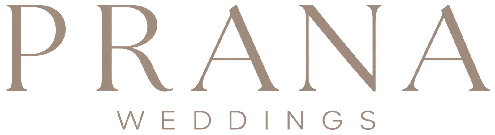 Prana Weddings minimalist serif typography logo in warm sand